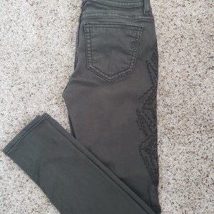Miss Me Olive Green Skinny Jeans
